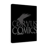 Corvus Comics | Grey Logo with Bird Logo | Canvas Gallery Wraps