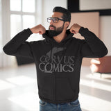 Corvus Comics | Grey Logo with Bird | Unisex Hooded Zip Sweatshirt