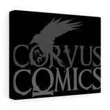 Corvus Comics | Grey Logo with Bird Logo | Canvas Gallery Wraps