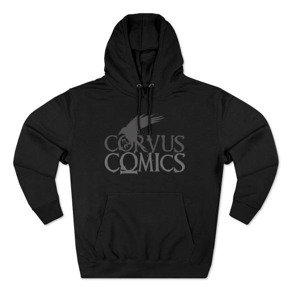 Corvus Comics | Grey Logo with Bird | Unisex Premium Pullover Hoodie