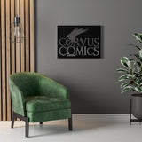 Corvus Comics | Grey Logo with Bird Logo | Canvas Gallery Wraps