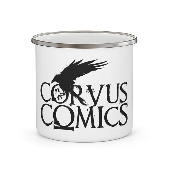 Corvus Comics | Black Logo with Bird | Enamel Camping Mug