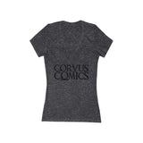 Corvus Comics | Black Logo | Women's Jersey Short Sleeve Deep V-Neck Tee