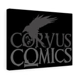 Corvus Comics | Grey Logo with Bird Logo | Canvas Gallery Wraps