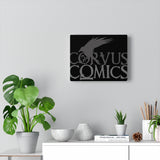 Corvus Comics | Grey Logo with Bird Logo | Canvas Gallery Wraps