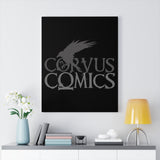 Corvus Comics | Grey Logo with Bird Logo | Canvas Gallery Wraps