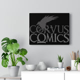 Corvus Comics | Grey Logo with Bird Logo | Canvas Gallery Wraps