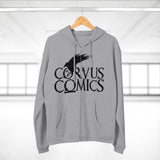 Corvus Comics | Grey Logo with Bird | Unisex Hooded Zip Sweatshirt