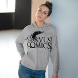 Corvus Comics | Grey Logo with Bird | Unisex Hooded Zip Sweatshirt