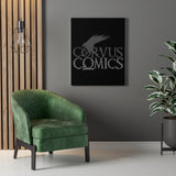 Corvus Comics | Grey Logo with Bird Logo | Canvas Gallery Wraps