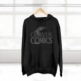 Corvus Comics | Grey Logo with Bird | Unisex Premium Pullover Hoodie