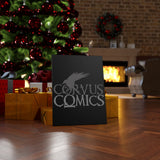 Corvus Comics | Grey Logo with Bird Logo | Canvas Gallery Wraps