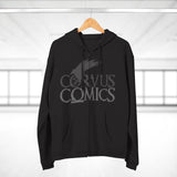 Corvus Comics | Grey Logo with Bird | Unisex Hooded Zip Sweatshirt