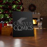 Corvus Comics | Grey Logo with Bird Logo | Canvas Gallery Wraps