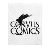 Corvus Comics | Black Logo with Bird | Velveteen Plush Blanket