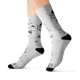 Corvus Comics | White Socks with logo and Splatter | Sublimation Socks