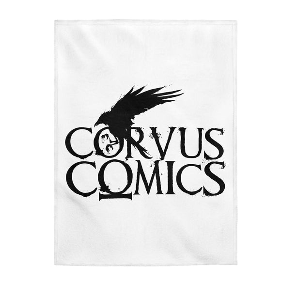 Corvus Comics | Black Logo with Bird | Velveteen Plush Blanket