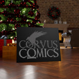 Corvus Comics | Grey Logo with Bird Logo | Canvas Gallery Wraps