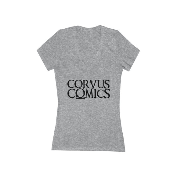 Corvus Comics | Black Logo | Women's Jersey Short Sleeve Deep V-Neck Tee