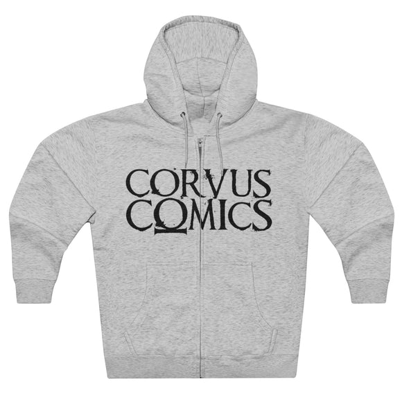 Corvus Comics | Grey Logo | Unisex Premium Full Zip Hoodie