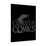 Corvus Comics | Grey Logo with Bird Logo | Canvas Gallery Wraps