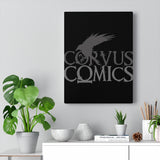 Corvus Comics | Grey Logo with Bird Logo | Canvas Gallery Wraps