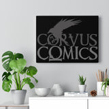 Corvus Comics | Grey Logo with Bird Logo | Canvas Gallery Wraps