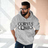 Corvus Comics | Grey Logo | Unisex Premium Full Zip Hoodie