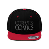 Corvus Comics | Grey Logo | Unisex Flat Bill Hat