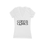 Corvus Comics | Black Logo | Women's Jersey Short Sleeve Deep V-Neck Tee