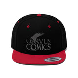 Corvus Comics | Grey Logo with Bird | Unisex Flat Bill Hat