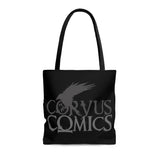 Corvus Comics | Grey Logo with Bird | AOP Tote Bag