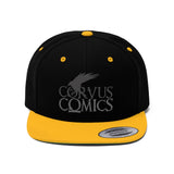 Corvus Comics | Grey Logo with Bird | Unisex Flat Bill Hat