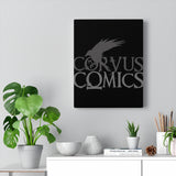 Corvus Comics | Grey Logo with Bird Logo | Canvas Gallery Wraps