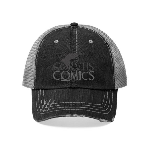 Corvus Comics | Grey Logo with Bird | Unisex Trucker Hat