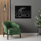 Corvus Comics | Grey Logo with Bird Logo | Canvas Gallery Wraps