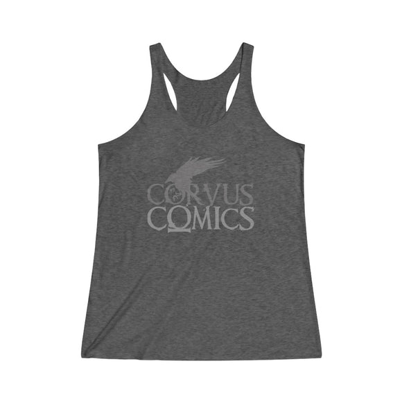 Corvus Comics | Grey Logo with Bird | Women's Tri-Blend Racerback Tank