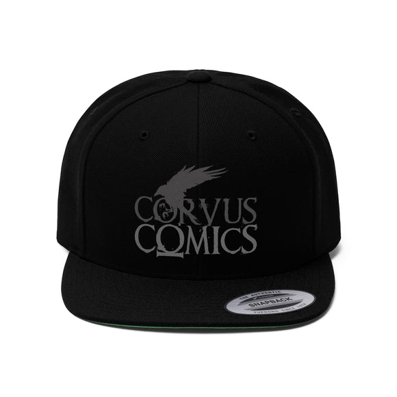 Corvus Comics | Grey Logo with Bird | Unisex Flat Bill Hat